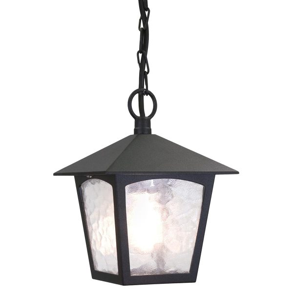 Elstead York hanging outdoor porch lantern in black