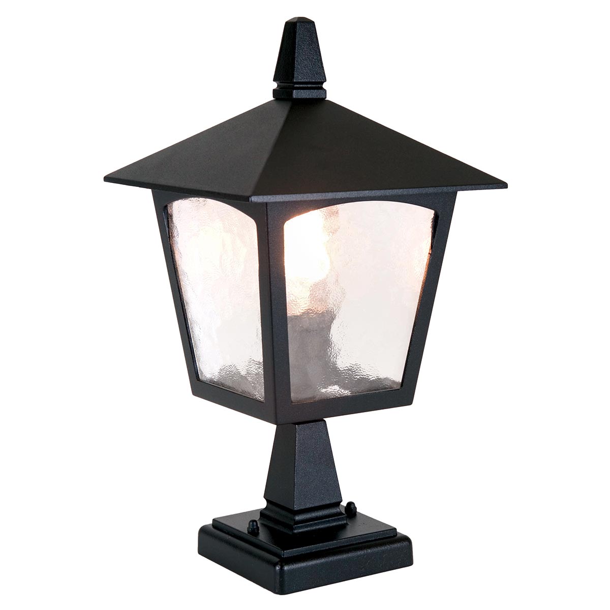 Elstead York Outdoor Post Top Lantern Black Rippled Glass