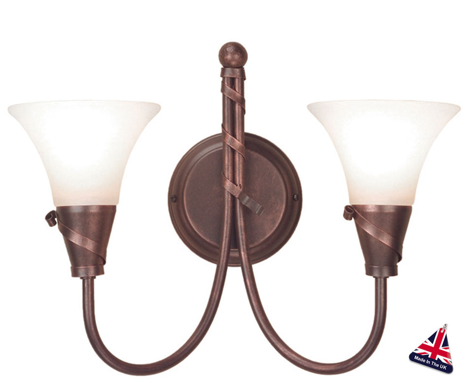 Emily UK Handmade Copper Patina 2 Lamp Wall Light