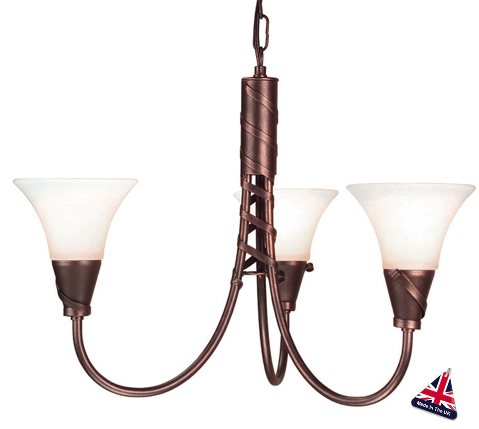 Emily UK Handmade Copper Patina 3 Light Chandelier