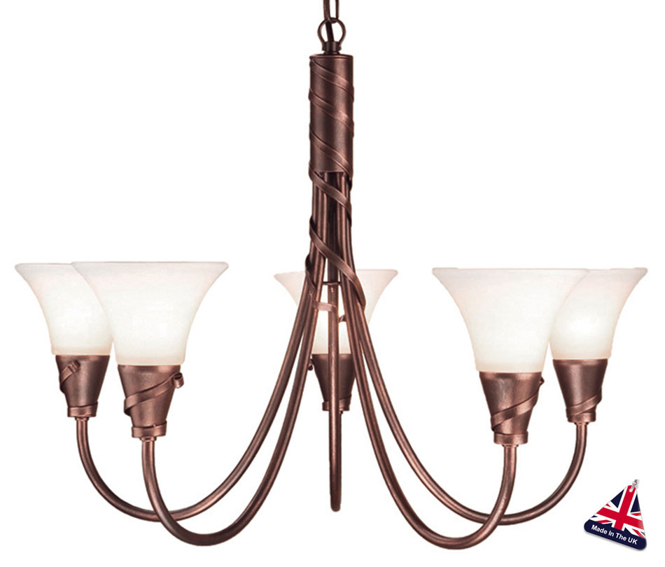 Emily UK Handmade Copper Patina 5 Light Chandelier