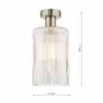 Emerson Low Ceiling Light Aged Chrome Ribbed Cylinder Glass