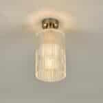 Emerson Low Ceiling Light Aged Chrome Ribbed Cylinder Glass