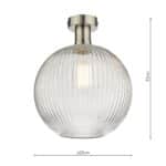 Emerson Low Ceiling Light Aged Chrome Ribbed Glass Globe