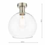 Emerson Low Ceiling Light Aged Chrome Clear Glass Globe