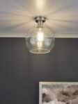 Emerson Low Ceiling Light Aged Chrome Clear Glass Globe