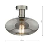 Emerson Low Ceiling Light Aged Chrome Smoked Oval Glass