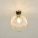 Emerson Low Ceiling Light Antique Brass Ribbed Glass Globe