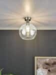 Emerson Low Ceiling Light Antique Brass Clear Glass Globe