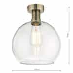 Emerson Low Ceiling Light Antique Brass Clear Glass Globe