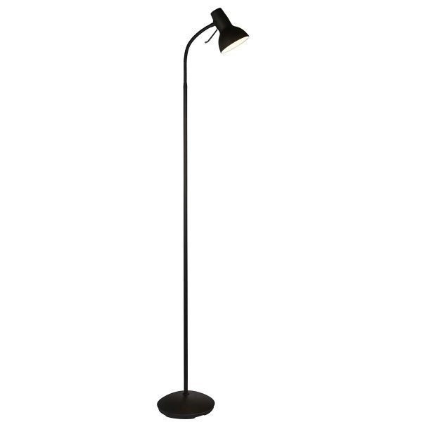 Endon Amalfi task or reading floor lamp in matt black on white background