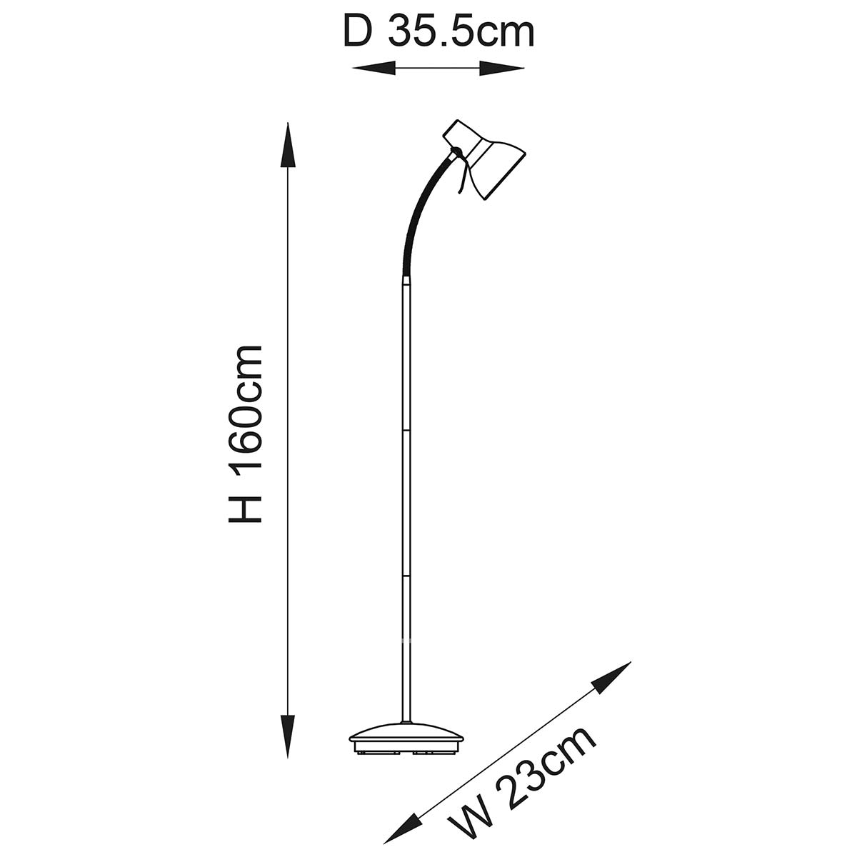 Endon Amalfi Adjustable Reading Floor Lamp - Antique Brass & White, 7W GU10 LED Compatible