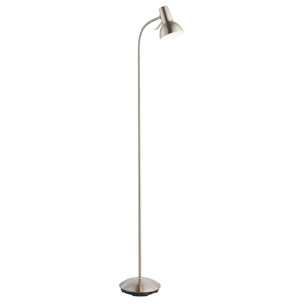 Endon Amalfi task or reading floor lamp in satin nickel on white background