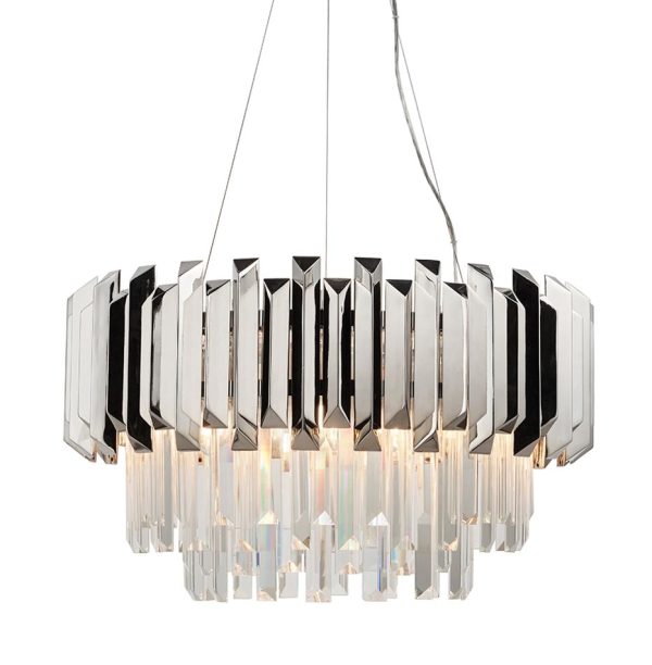 Valetta luxury 6 light crystal chandelier pendant polished nickel main image
