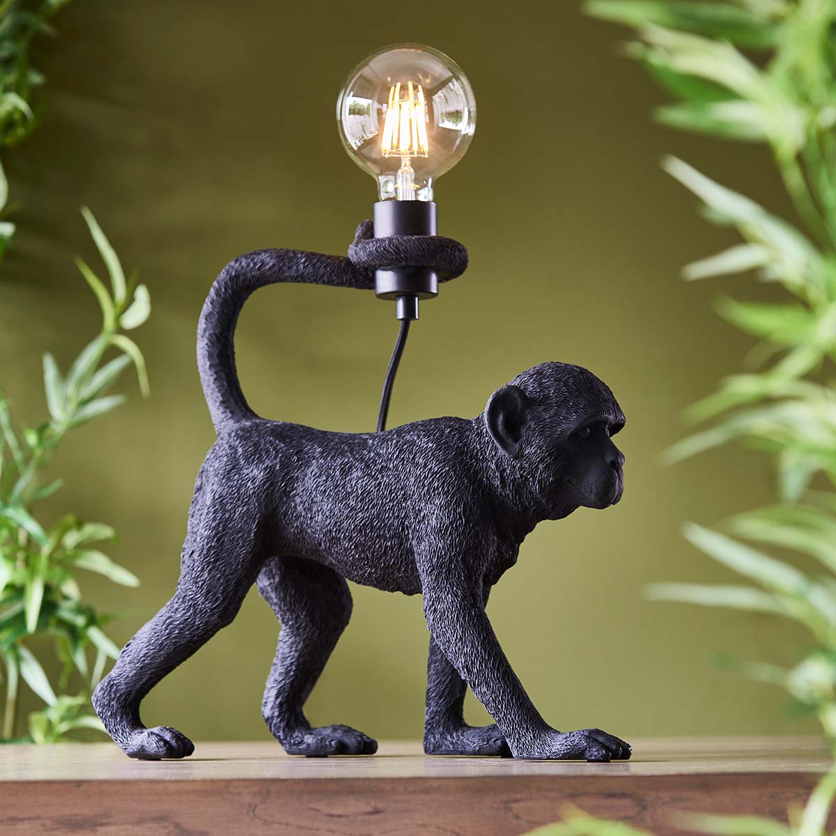 Endon Capuchin Monkey Table Lamp Figurine Matt Black