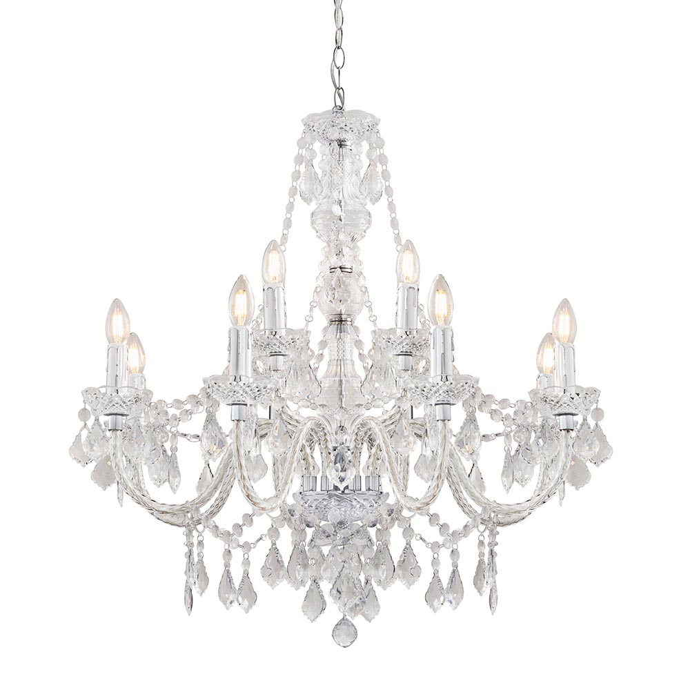 Clarence Marie Therese 12 Light 2 tier Chandelier With Clear Drops