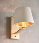 Endon Harvey Switched Single Wall Light White Shade Satin Gold