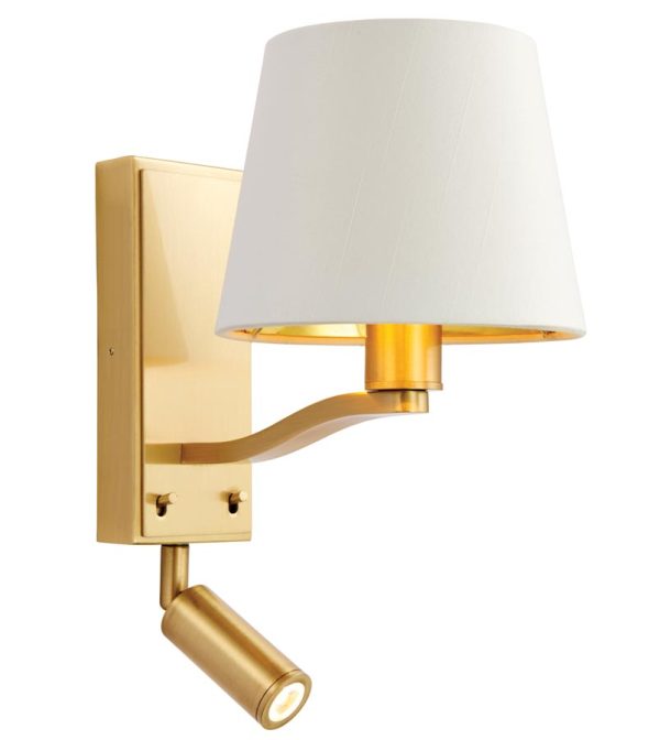 Harvey Switched Bedside Wall Light LED Reading Lamp Satin Gold