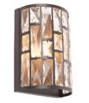 Endon Belle Half Round 1 Light Crystal Wall Light Dark Bronze