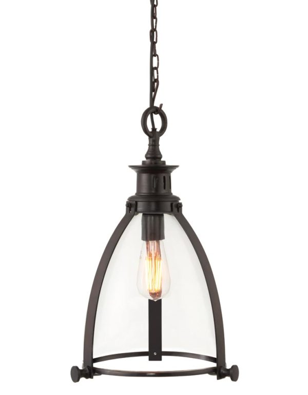 Endon Storni Large 1 Light Glass Chain Lantern Aged Bronze