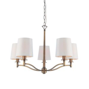 Endon Ortona classic 5 light chandelier in matt aged brass main image