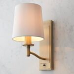 Endon Ortona Switched Single Wall Light Matt Aged Brass White Shade