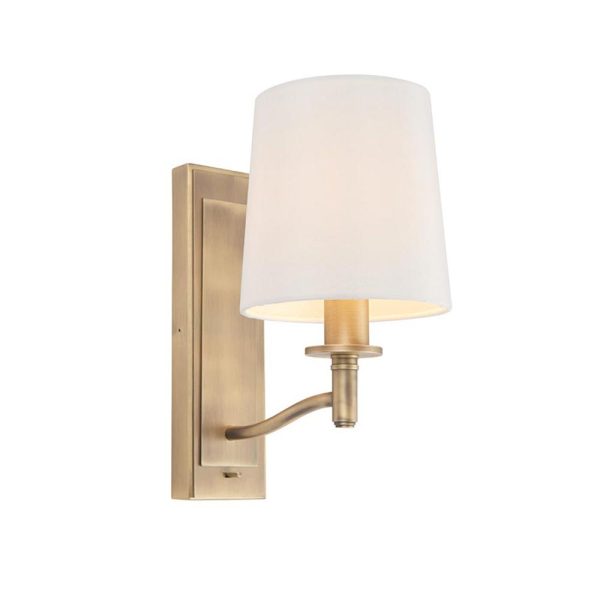 Endon Ortona classic switched single wall light in matt aged brass main image