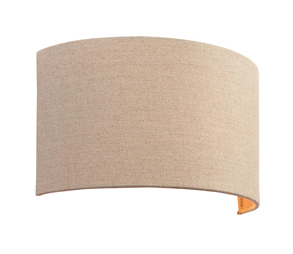 Endon Obi Half Round 1 Lamp Wall Light Natural Linen Fabric Shade