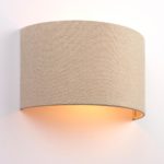 Endon Obi Half Round 1 Lamp Wall Light Natural Linen Fabric Shade