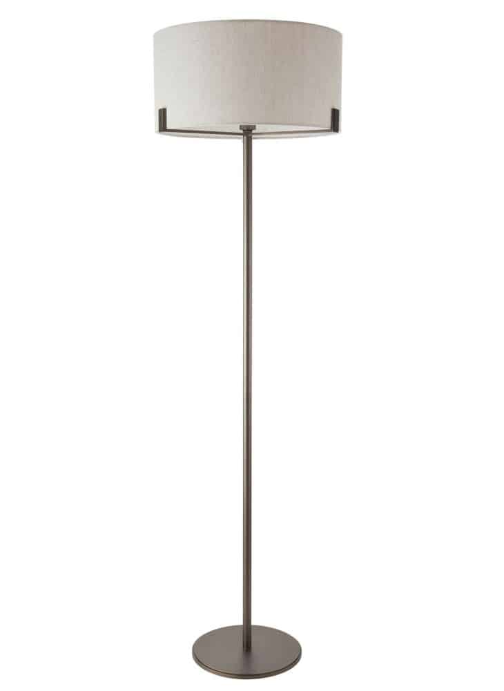 Endon Hayfield Floor Lamp Standard Natural Linen Shade Brushed Bronze