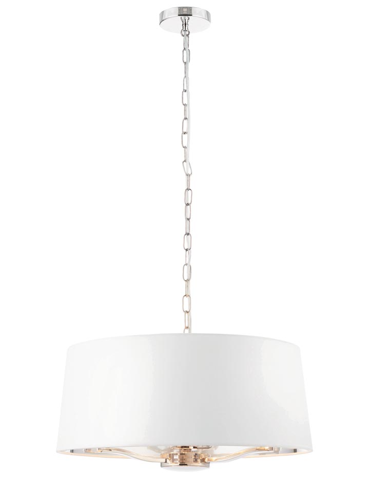 Endon Harvey 3 Light Ceiling Pendant White Shade Polished Nickel