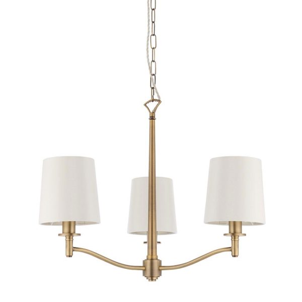 Endon Ortona classic 3 light chandelier in matt aged brass main image