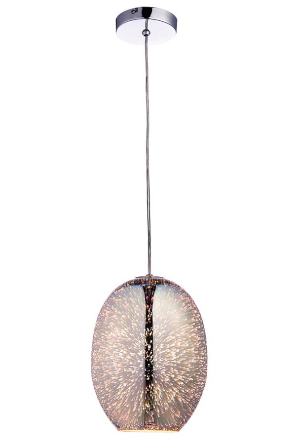 Stellar holographic glass 1 lamp pendant ceiling light in chrome main image