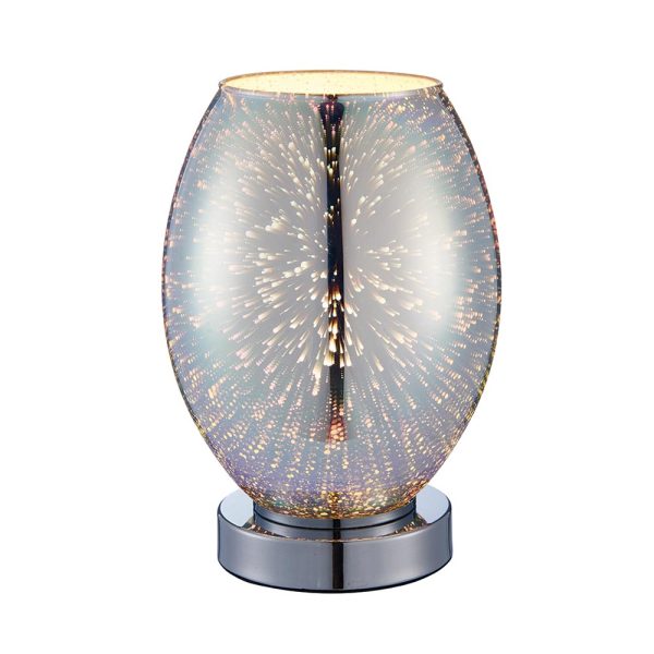 Stellar holographic glass 1 light touch table lamp in chrome main image