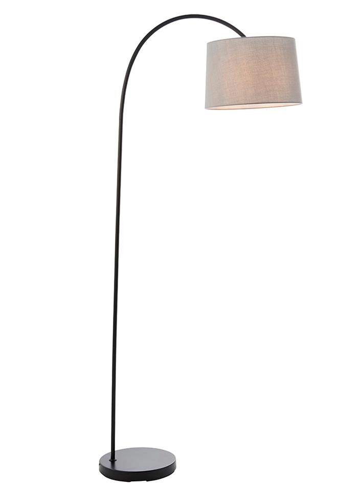 Carlson 1 Light Modern Floor Lamp Matt Black Light Grey Shade