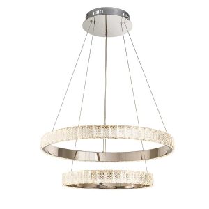 Endon collection Celeste LED crystal 2 ring ceiling pendant chrome main image