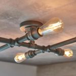 Pipe 6 Light Steampunk Semi Flush Ceiling Light Aged Pewter