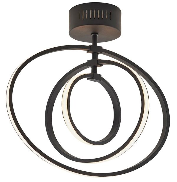 Endon Avali Sculpted 3 LED Hoops Flush Ceiling Light Matt Black