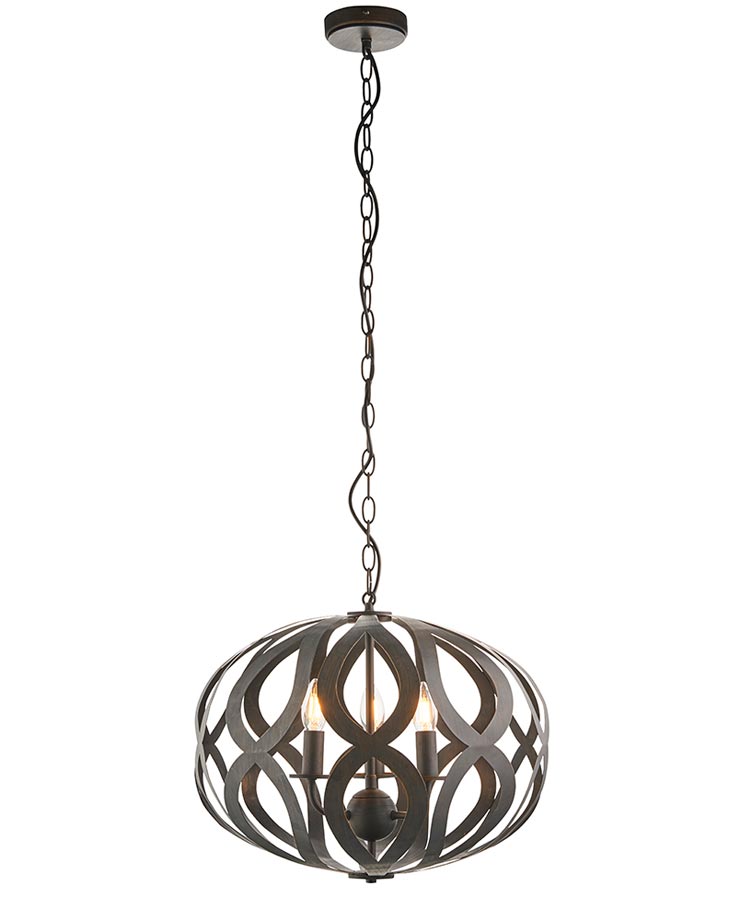 Endon Sirolo Designer Look 3 Light Ceiling Pendant Bronze