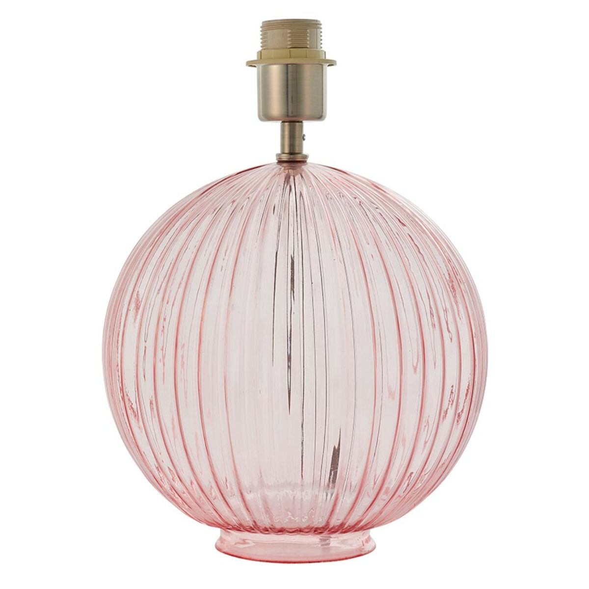 Endon Jemma 1 Light Pink Ribbed Glass, Pink Glass Table Lamp Shade