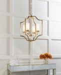Endon Edrea 4 Light Ceiling Pendant Satin Brass Frosted Shades