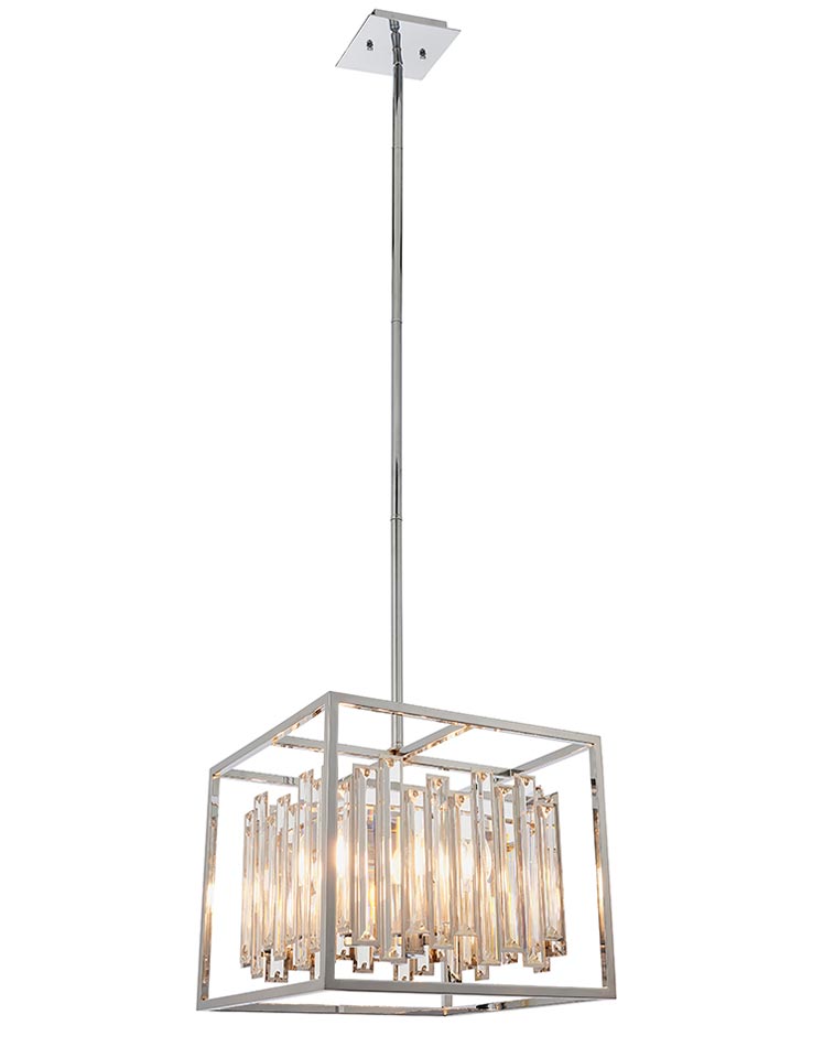 Endon Acadia 4 Light Modern Ceiling Pendant Chrome Crystal