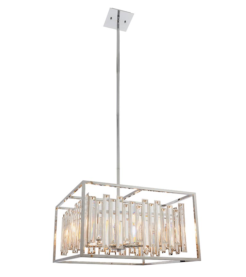 Endon Acadia 6 Light Modern Ceiling Pendant Chrome Crystal