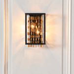 Endon Daya 2 Light Modern Box Wall Light Matt Black & Gold