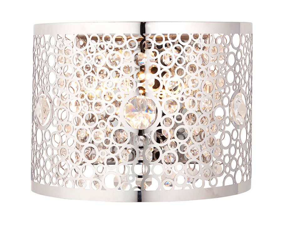 Endon Fayola 1 Lamp Half Round Wall Light Chrome K5 Crystal