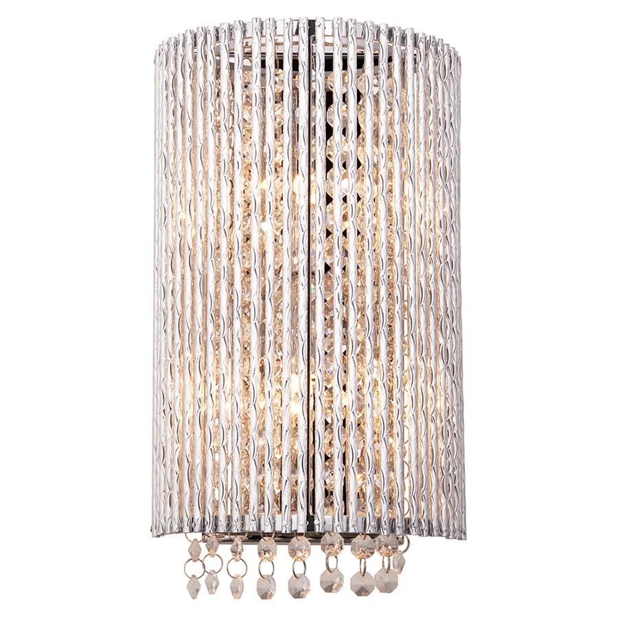 Endon Galina 2 Lamp Wall Light Polished Chrome Rods K9 Crystal