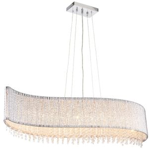 Endon Galina 8 Light Ceiling Pendant Chrome Rods K9 Crystal