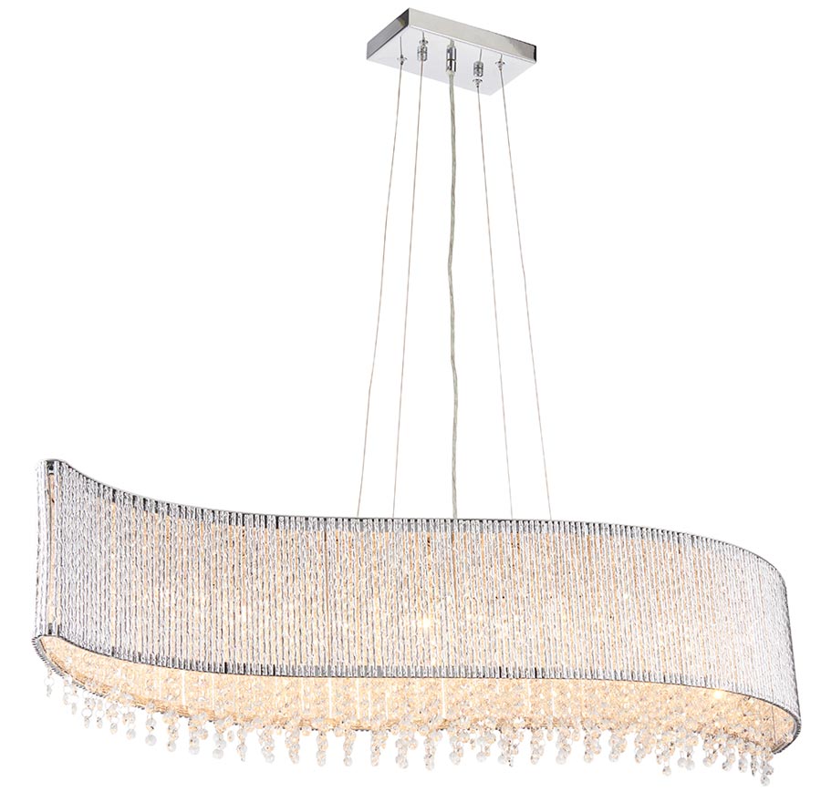 Endon Galina 8 Light Ceiling Pendant Chrome Rods K9 Crystal