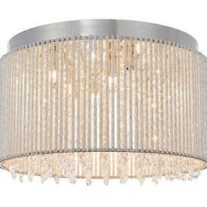 Endon Galina 10 Light Flush Ceiling Light Chrome Rods Crystal