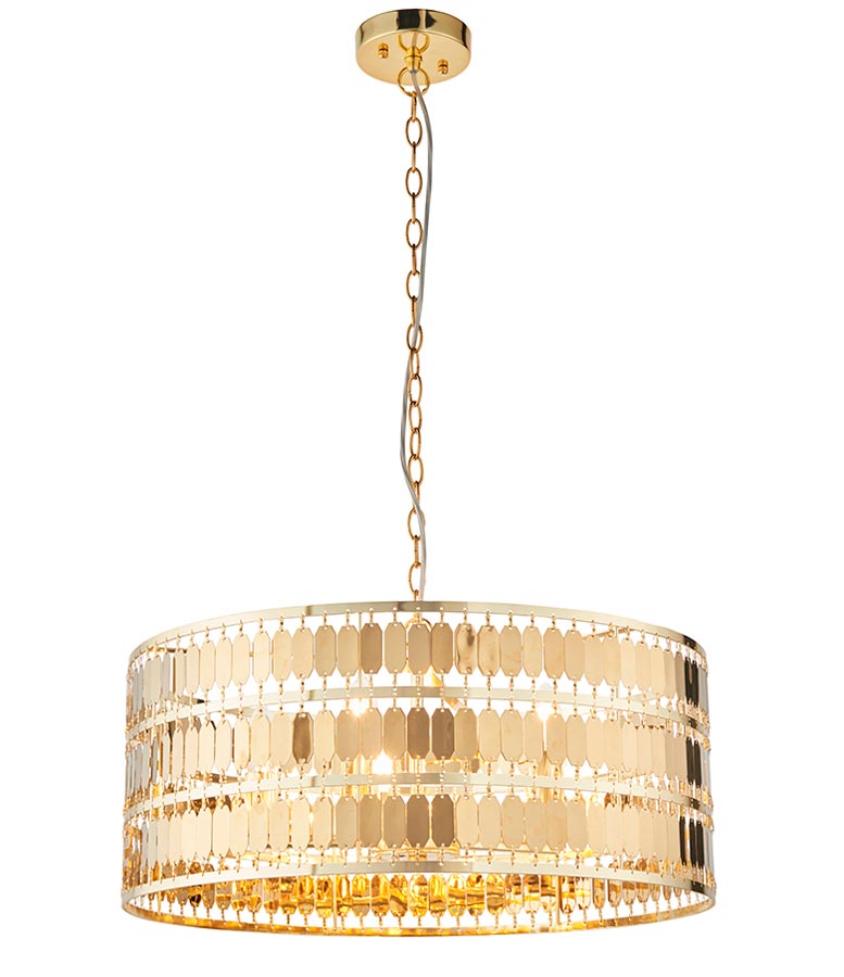 Endon Eldora 5 Lamp Modern Pendant Ceiling Light Gold Finish
